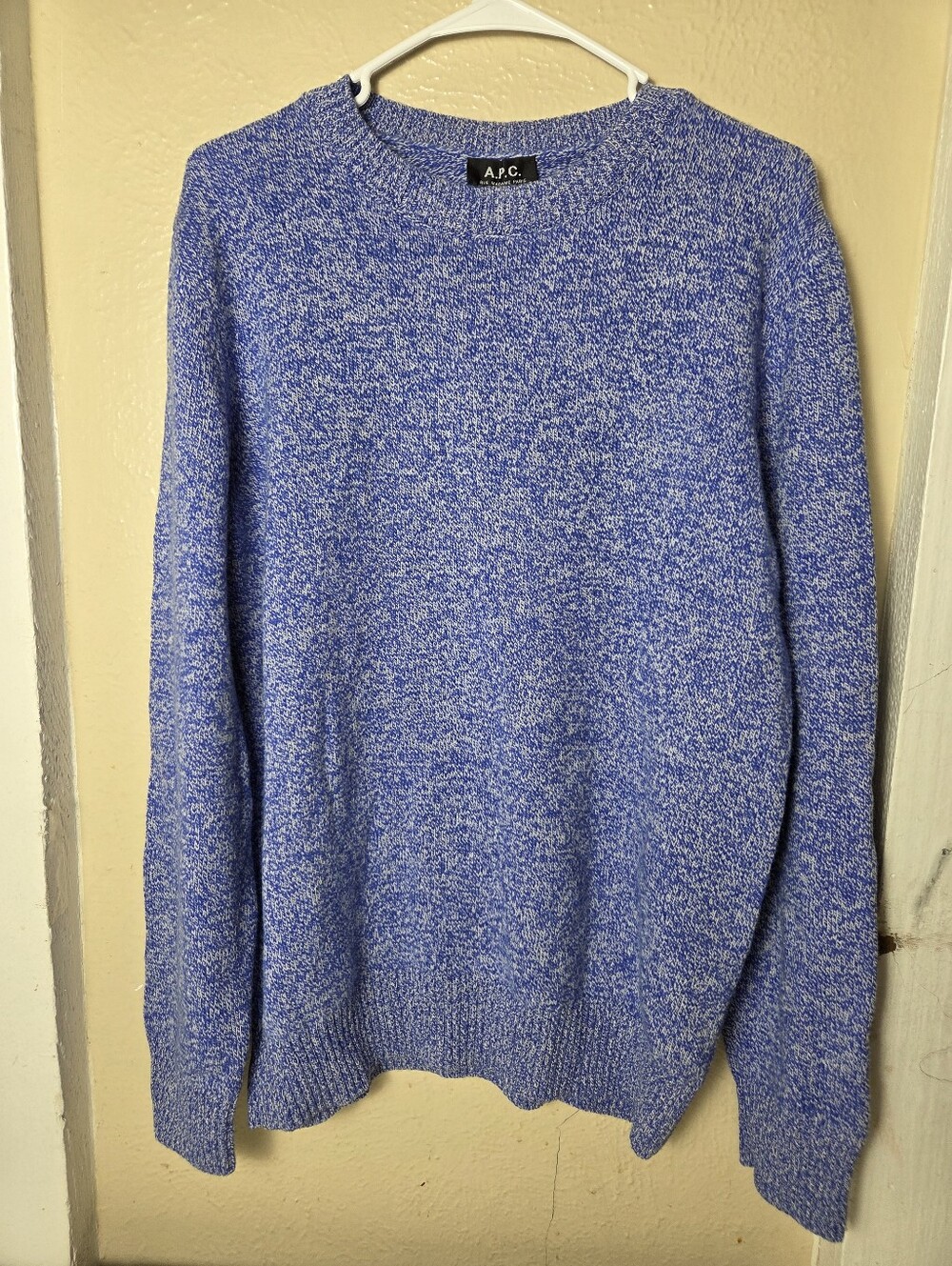 a.p.c Sweater Rue Madame Paris Blue White wool 100% Wool Casual Large